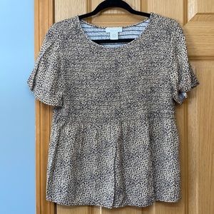 Shirred leopard print top